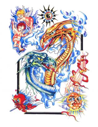 Colored Dragon Pic Tattoo Design